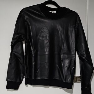 Black Faux Leather Sweater